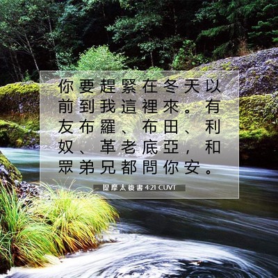 Picture 07 - 提 摩 太 後 書 4:21 CUVT - 你 要 趕 緊 在 冬 天 以 前 到 我 這 - Bible Verse Picture