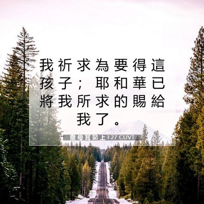 Picture 07 - 撒 母 耳 記 上 1:27 CUVT - 我 祈 求 為 要 得 這 孩 子 ； 耶 和 - Bible Verse Picture