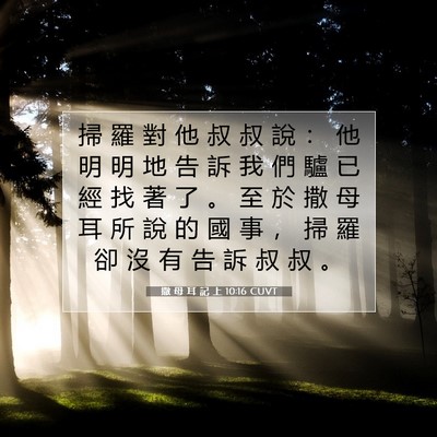 Picture 07 - 撒 母 耳 記 上 10:16 CUVT - 掃 羅 對 他 叔 叔 說 ： 他 明 明 地 - Bible Verse Picture