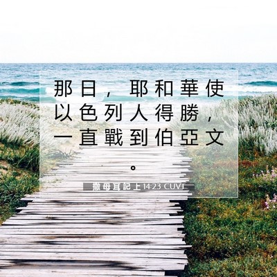 Picture 07 - 撒 母 耳 記 上 14:23 CUVT - 那 日 ， 耶 和 華 使 以 色 列 人 得 - Bible Verse Picture
