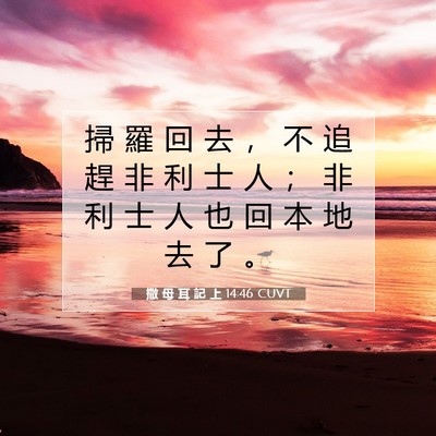 Picture 07 - 撒 母 耳 記 上 14:46 CUVT - 掃 羅 回 去 ， 不 追 趕 非 利 士 人 - Bible Verse Picture