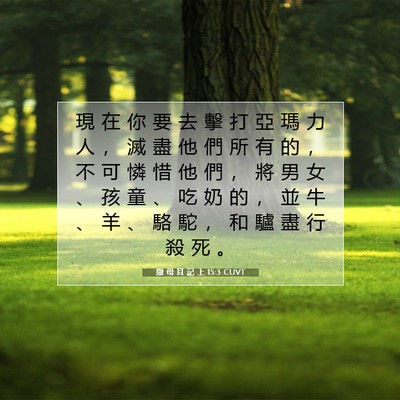 Picture 07 - 撒 母 耳 記 上 15:3 CUVT - 現 在 你 要 去 擊 打 亞 瑪 力 人 ， - Bible Verse Picture