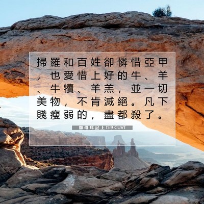Picture 07 - 撒 母 耳 記 上 15:9 CUVT - 掃 羅 和 百 姓 卻 憐 惜 亞 甲 ， 也 - Bible Verse Picture
