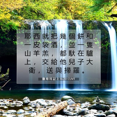 Picture 07 - 撒 母 耳 記 上 16:20 CUVT - 耶 西 就 把 幾 個 餅 和 一 皮 袋 酒 - Bible Verse Picture