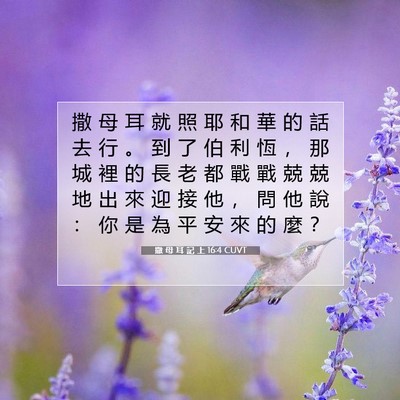 Picture 07 - 撒 母 耳 記 上 16:4 CUVT - 撒 母 耳 就 照 耶 和 華 的 話 去 行 - Bible Verse Picture