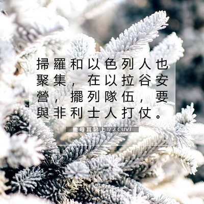 Picture 07 - 撒 母 耳 記 上 17:2 CUVT - 掃 羅 和 以 色 列 人 也 聚 集 ， 在 - Bible Verse Picture