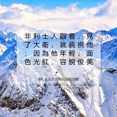 Picture 07 - 撒 母 耳 記 上 17:42 CUVT - 非 利 士 人 觀 看 ， 見 了 大 衛 ， - Bible Verse Picture