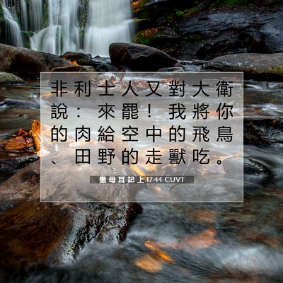 Picture 07 - 撒 母 耳 記 上 17:44 CUVT - 非 利 士 人 又 對 大 衛 說 ： 來 罷 - Bible Verse Picture