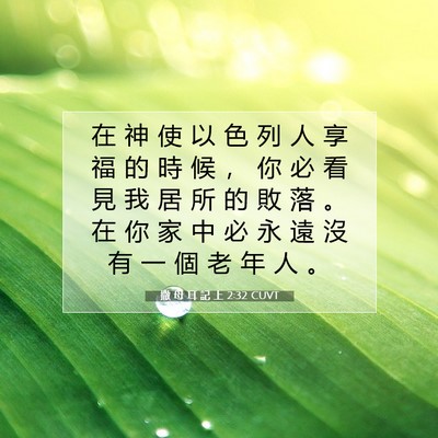 Picture 07 - 撒 母 耳 記 上 2:32 CUVT - 在 神 使 以 色 列 人 享 福 的 時 候 - Bible Verse Picture