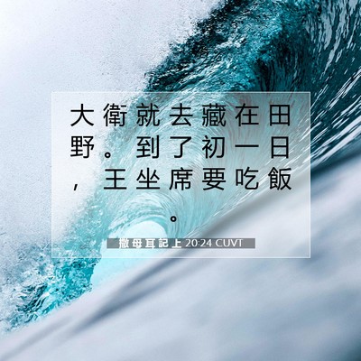Picture 07 - 撒 母 耳 記 上 20:24 CUVT - 大 衛 就 去 藏 在 田 野 。 到 了 初 - Bible Verse Picture