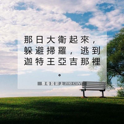 Picture 07 - 撒 母 耳 記 上 21:10 CUVT - 那 日 大 衛 起 來 ， 躲 避 掃 羅 ， - Bible Verse Picture