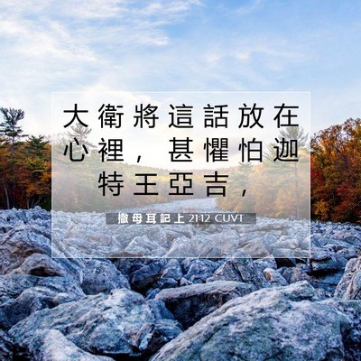 Picture 07 - 撒 母 耳 記 上 21:12 CUVT - 大 衛 將 這 話 放 在 心 裡 ， 甚 懼 - Bible Verse Picture