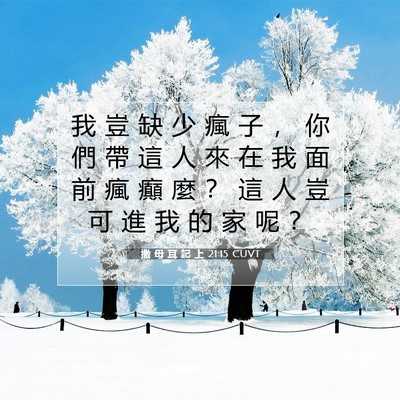 Picture 07 - 撒 母 耳 記 上 21:15 CUVT - 我 豈 缺 少 瘋 子 ， 你 們 帶 這 人 - Bible Verse Picture