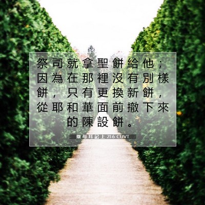 Picture 07 - 撒 母 耳 記 上 21:6 CUVT - 祭 司 就 拿 聖 餅 給 他 ； 因 為 在 - Bible Verse Picture