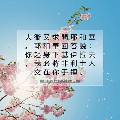 Picture 07 - 撒 母 耳 記 上 23:4 CUVT - 大 衛 又 求 問 耶 和 華 。 耶 和 華 - Bible Verse Picture