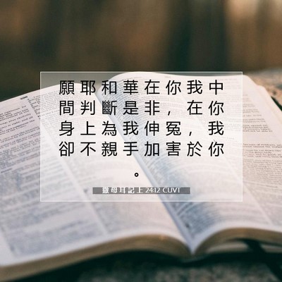 Picture 07 - 撒 母 耳 記 上 24:12 CUVT - 願 耶 和 華 在 你 我 中 間 判 斷 是 - Bible Verse Picture