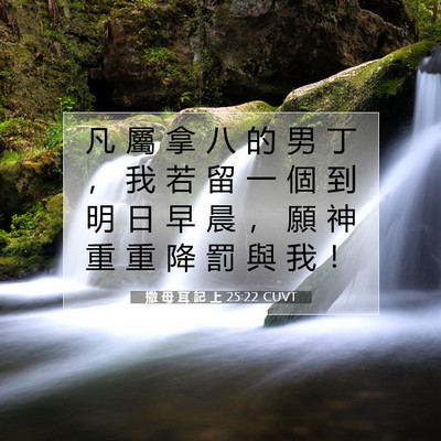 Picture 07 - 撒 母 耳 記 上 25:22 CUVT - 凡 屬 拿 八 的 男 丁 ， 我 若 留 一 - Bible Verse Picture