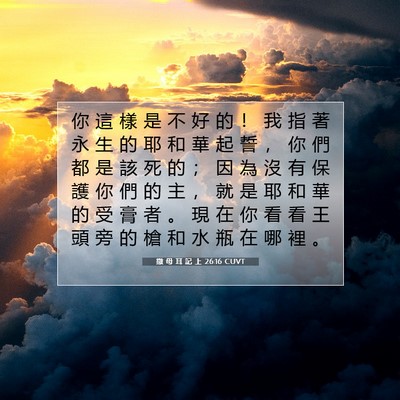 Picture 07 - 撒 母 耳 記 上 26:16 CUVT - 你 這 樣 是 不 好 的 ！ 我 指 著 永 - Bible Verse Picture