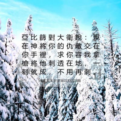 Picture 07 - 撒 母 耳 記 上 26:8 CUVT - 亞 比 篩 對 大 衛 說 ： 現 在 神 將 - Bible Verse Picture