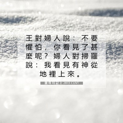 Picture 07 - 撒 母 耳 記 上 28:13 CUVT - 王 對 婦 人 說 ： 不 要 懼 怕 ， 你 - Bible Verse Picture