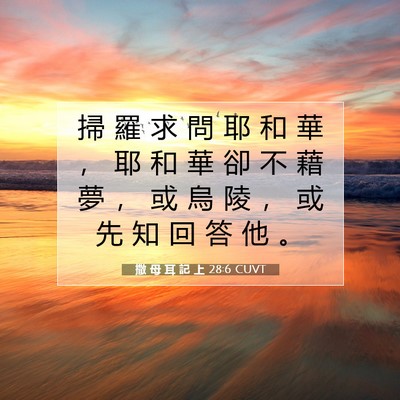Picture 07 - 撒 母 耳 記 上 28:6 CUVT - 掃 羅 求 問 耶 和 華 ， 耶 和 華 卻 - Bible Verse Picture