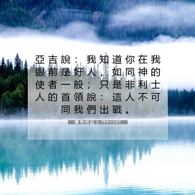 Picture 07 - 撒 母 耳 記 上 29:9 CUVT - 亞 吉 說 ： 我 知 道 你 在 我 眼 前 - Bible Verse Picture