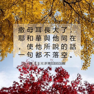 Picture 07 - 撒 母 耳 記 上 3:19 CUVT - 撒 母 耳 長 大 了 ， 耶 和 華 與 他 - Bible Verse Picture