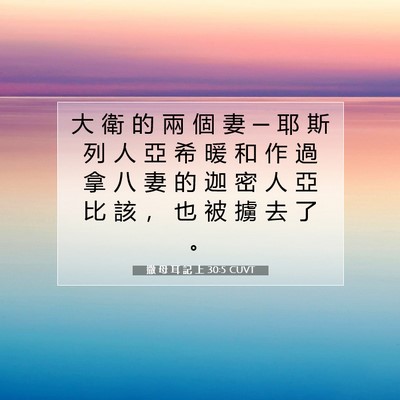 Picture 07 - 撒 母 耳 記 上 30:5 CUVT - 大 衛 的 兩 個 妻 ─ 耶 斯 列 人 亞 - Bible Verse Picture
