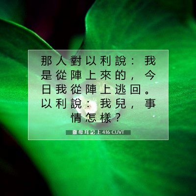 Picture 07 - 撒 母 耳 記 上 4:16 CUVT - 那 人 對 以 利 說 ： 我 是 從 陣 上 - Bible Verse Picture