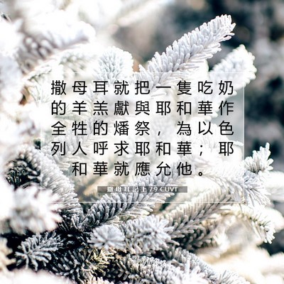 Picture 07 - 撒 母 耳 記 上 7:9 CUVT - 撒 母 耳 就 把 一 隻 吃 奶 的 羊 羔 - Bible Verse Picture