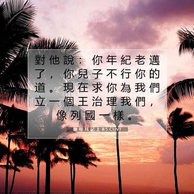 Picture 07 - 撒 母 耳 記 上 8:5 CUVT - 對 他 說 ： 你 年 紀 老 邁 了 ， 你 - Bible Verse Picture
