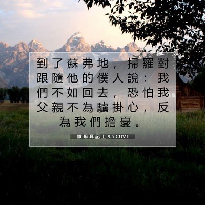 Picture 07 - 撒 母 耳 記 上 9:5 CUVT - 到 了 蘇 弗 地 ， 掃 羅 對 跟 隨 他 - Bible Verse Picture