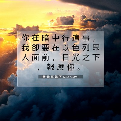 Picture 07 - 撒 母 耳 記 下 12:12 CUVT - 你 在 暗 中 行 這 事 ， 我 卻 要 在 - Bible Verse Picture