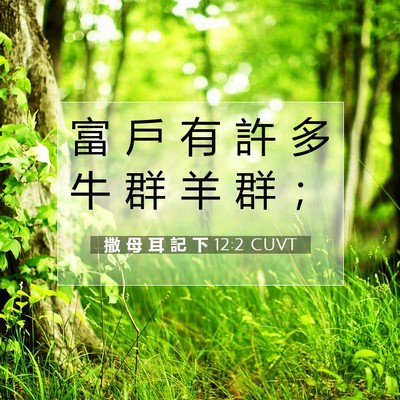 Picture 07 - 撒 母 耳 記 下 12:2 CUVT - 富 戶 有 許 多 牛 群 羊 群 - Bible Verse Picture