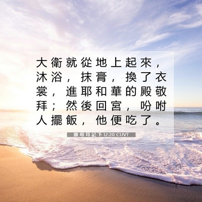 Picture 07 - 撒 母 耳 記 下 12:20 CUVT - 大 衛 就 從 地 上 起 來 ， 沐 浴 ， - Bible Verse Picture