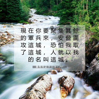 Picture 07 - 撒 母 耳 記 下 12:28 CUVT - 現 在 你 要 聚 集 其 餘 的 軍 兵 來 - Bible Verse Picture
