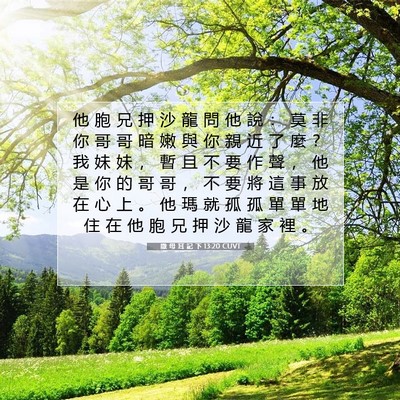 Picture 07 - 撒 母 耳 記 下 13:20 CUVT - 他 胞 兄 押 沙 龍 問 他 說 ： 莫 非 - Bible Verse Picture