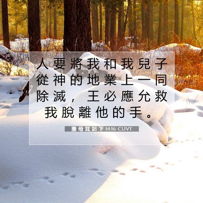 Picture 07 - 撒 母 耳 記 下 14:16 CUVT - 人 要 將 我 和 我 兒 子 從 神 的 地 - Bible Verse Picture