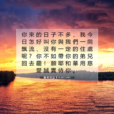 Picture 07 - 撒 母 耳 記 下 15:20 CUVT - 你 來 的 日 子 不 多 ， 我 今 日 怎 - Bible Verse Picture