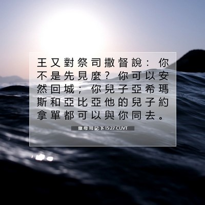 Picture 07 - 撒 母 耳 記 下 15:27 CUVT - 王 又 對 祭 司 撒 督 說 ： 你 不 是 - Bible Verse Picture