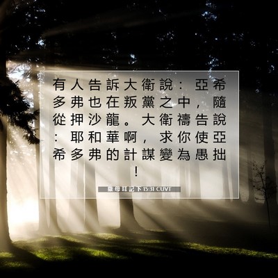 Picture 07 - 撒 母 耳 記 下 15:31 CUVT - 有 人 告 訴 大 衛 說 ： 亞 希 多 弗 - Bible Verse Picture