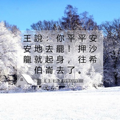 Picture 07 - 撒 母 耳 記 下 15:9 CUVT - 王 說 ： 你 平 平 安 安 地 去 罷 ！ - Bible Verse Picture