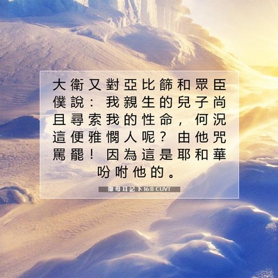 Picture 07 - 撒 母 耳 記 下 16:11 CUVT - 大 衛 又 對 亞 比 篩 和 眾 臣 僕 說 - Bible Verse Picture