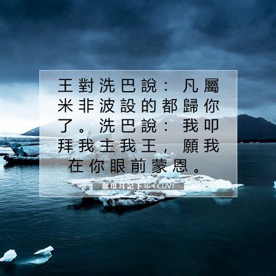 Picture 07 - 撒 母 耳 記 下 16:4 CUVT - 王 對 洗 巴 說 ： 凡 屬 米 非 波 設 - Bible Verse Picture