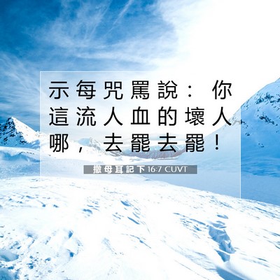 Picture 07 - 撒 母 耳 記 下 16:7 CUVT - 示 每 咒 罵 說 ： 你 這 流 人 血 的 - Bible Verse Picture