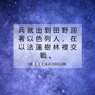 Picture 07 - 撒 母 耳 記 下 18:6 CUVT - 兵 就 出 到 田 野 迎 著 以 色 列 人 - Bible Verse Picture