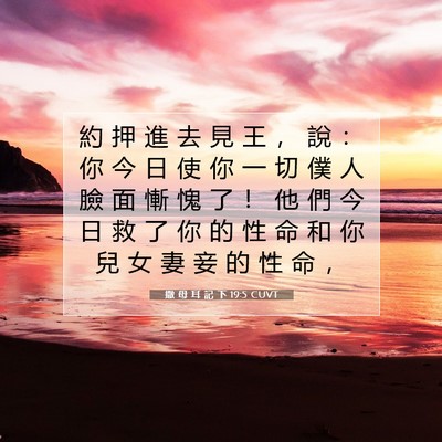 Picture 07 - 撒 母 耳 記 下 19:5 CUVT - 約 押 進 去 見 王 ， 說 ： 你 今 日 - Bible Verse Picture