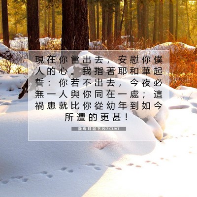 Picture 07 - 撒 母 耳 記 下 19:7 CUVT - 現 在 你 當 出 去 ， 安 慰 你 僕 人 - Bible Verse Picture