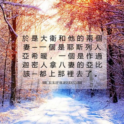 Picture 07 - 撒 母 耳 記 下 2:2 CUVT - 於 是 大 衛 和 他 的 兩 個 妻 ─ 一 - Bible Verse Picture