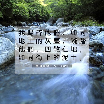 Picture 07 - 撒 母 耳 記 下 22:43 CUVT - 我 搗 碎 他 們 ， 如 同 地 上 的 灰 - Bible Verse Picture